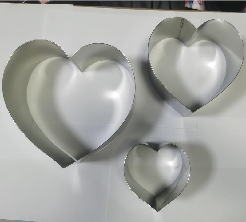SADYFON Set of 3, Heart Shaped Cake Pan, Bottomless, 4 inch and 6 inch and 8 inch Cake Decorating Mould for Wedding, Party, Family other Occasions, Stainless Steel - Image 4