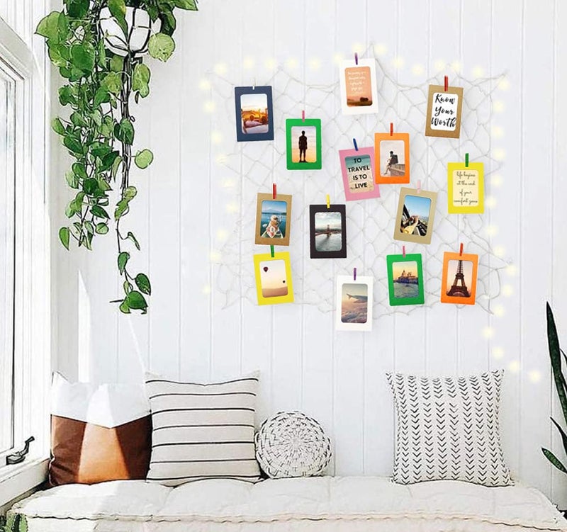 INFIPRISES Photo Hanging Wall Decoration Collage Fishing Net Picture Frame with 50 Led Fairy String Light, 20 MultiColour Hanging Display Paper Photo Frame and 20 Color Clothespins, Wall Decor Display Photo Picture Frame (Net Size: 150x150cm, Light Size: 5 Mtr) - Image 2