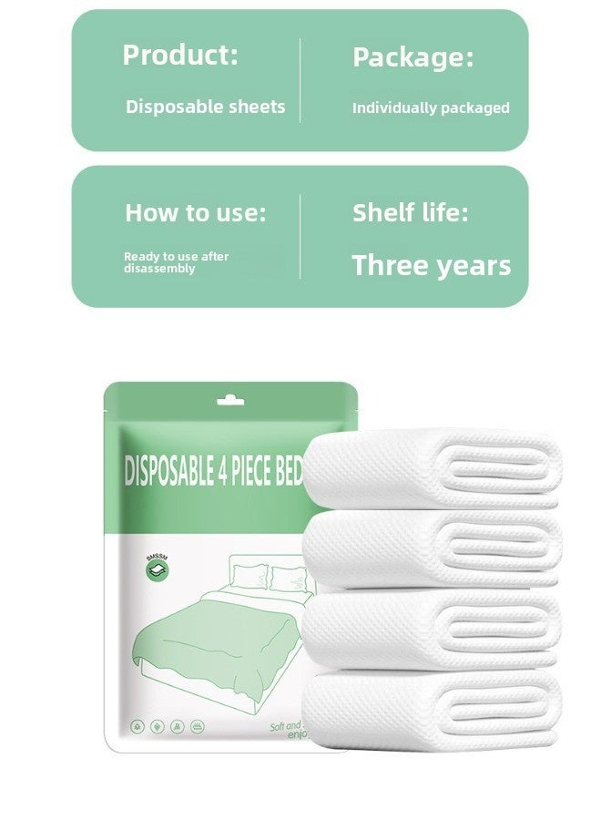 Disposable Bed Sheets for Travel, Portable Disposable Bedding Set with Bed Sheet*1/Quilt Cover*1/Pillowcases*2  Disposable Bed Sheets King Size for Travel Business Trip Camping Hotel - Image 5