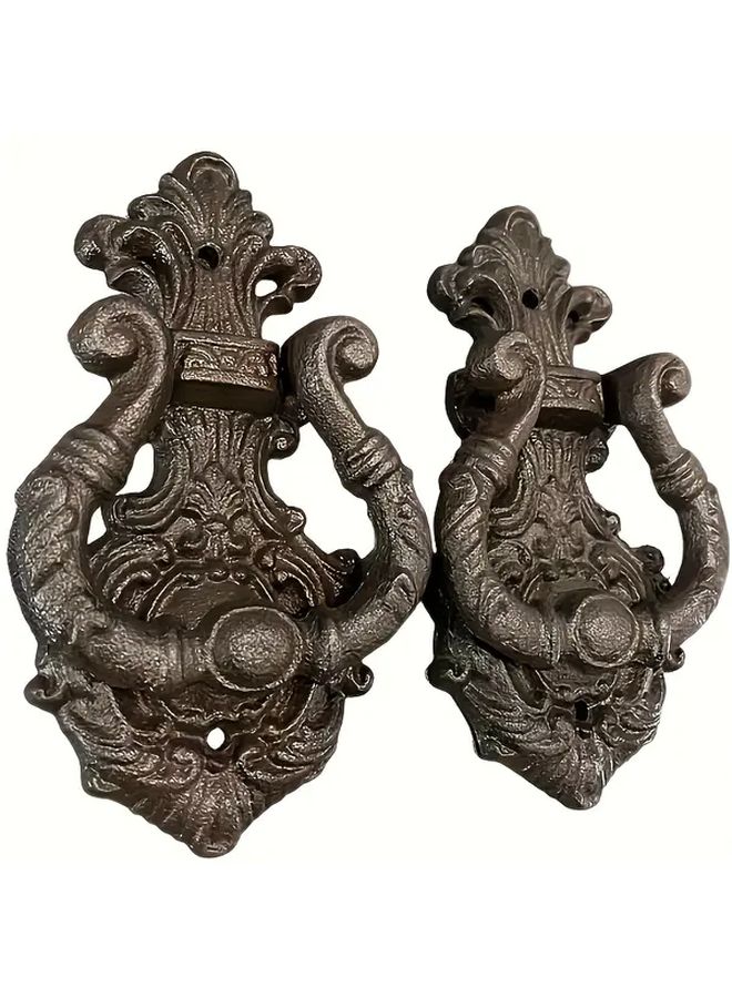 2 Pack Classic European Floral Cast Iron Door Knockers Durable Decorative Home Decor - Image 4