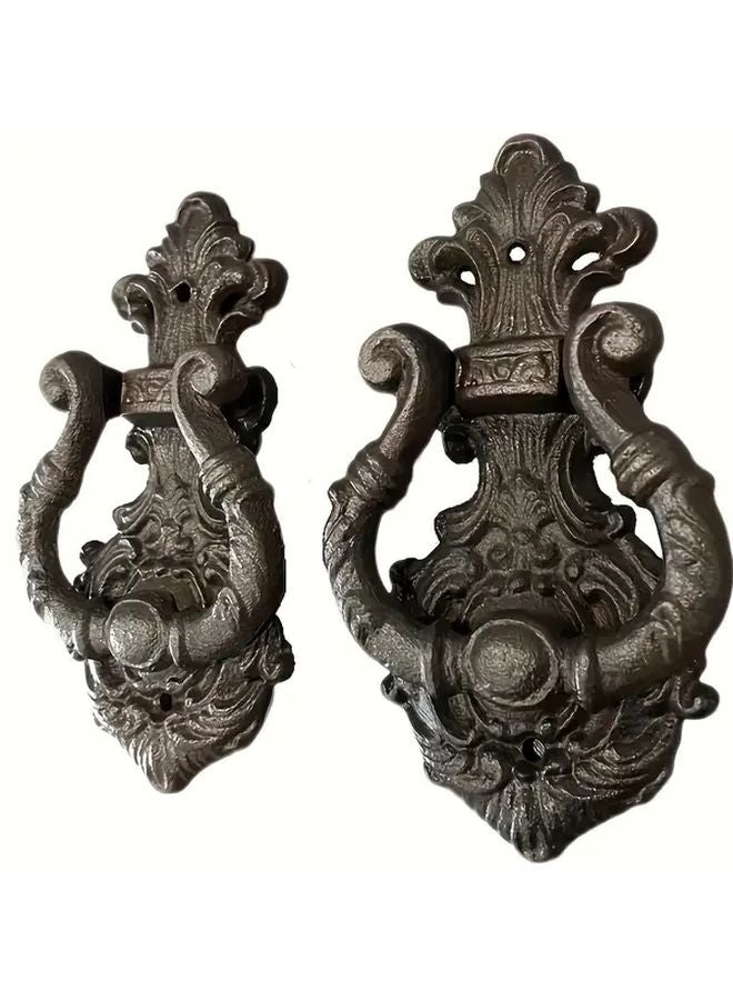2 Pack Classic European Floral Cast Iron Door Knockers Durable Decorative Home Decor - Image 3