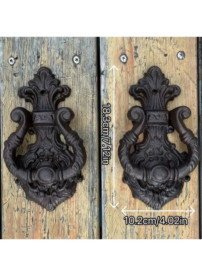2 Pack Classic European Floral Cast Iron Door Knockers Durable Decorative Home Decor - Image 5