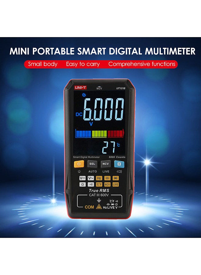 UNI-T - UNI-T UT121B Smart Digital Multimeter Mini Portable Universal Tester Multiple Meter Voltmeter with Flashlight 3.3-inch LCD Digital Colored Screen with Backlight - Image 1