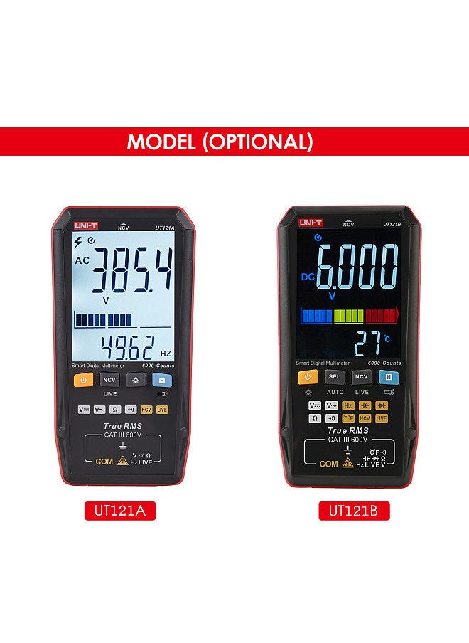 UNI-T - UNI-T UT121B Smart Digital Multimeter Mini Portable Universal Tester Multiple Meter Voltmeter with Flashlight 3.3-inch LCD Digital Colored Screen with Backlight - Image 1