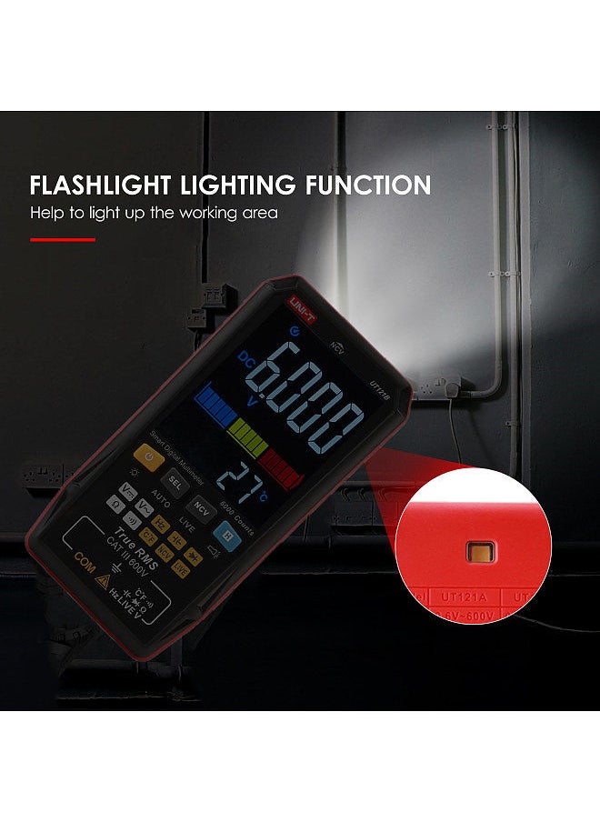 UNI-T - UNI-T UT121B Smart Digital Multimeter Mini Portable Universal Tester Multiple Meter Voltmeter with Flashlight 3.3-inch LCD Digital Colored Screen with Backlight - Image 1