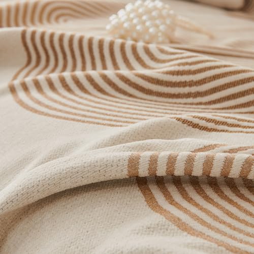 HOKIPO All Season Printed Chenille Sofa Cover Throw Blanket for 1 Seater Sofa, Size 180x190 cm, Sand Brown (AR-5214-SBRN) - Image 4