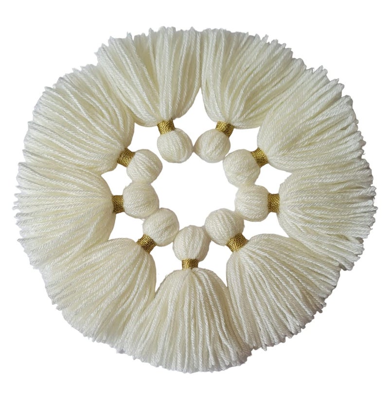 Zippy Flora Handmade Thick Woolen Tassels – Pack of 10 | Elegant Off-White Decorative Wool Tassels for DIY Crafts, Home Décor, Wall Hangings, Clothing Embellishment & Creative Handmade Projects - Image 1
