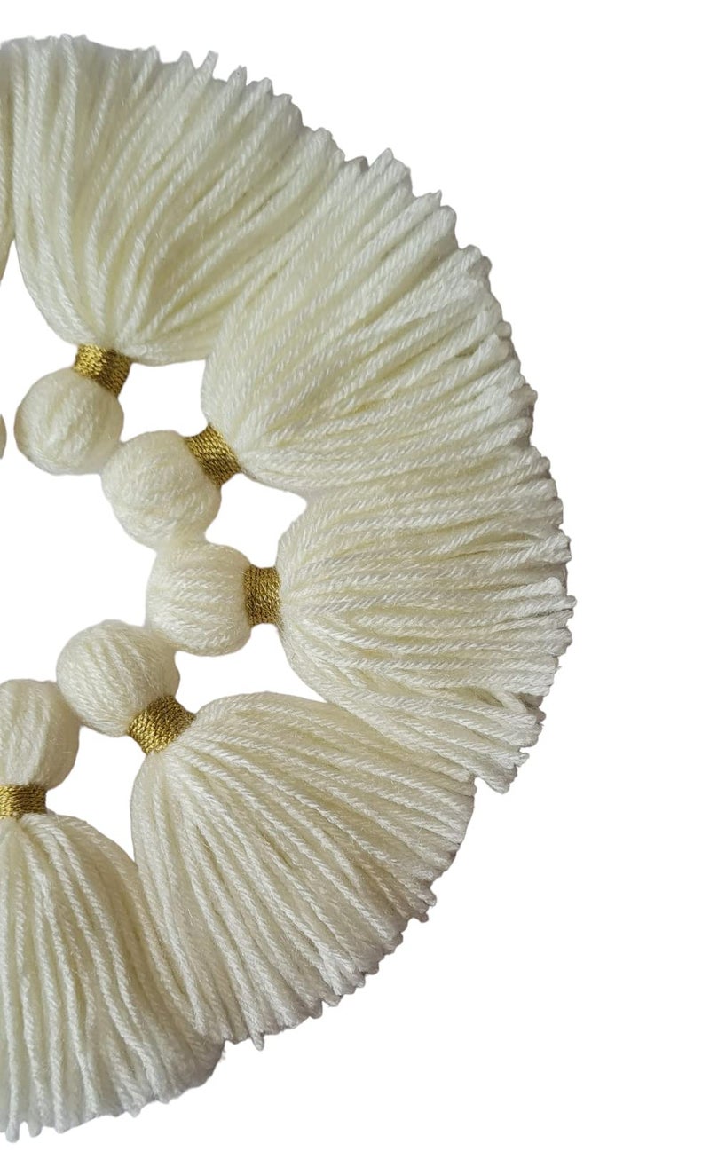 Zippy Flora Handmade Thick Woolen Tassels – Pack of 10 | Elegant Off-White Decorative Wool Tassels for DIY Crafts, Home Décor, Wall Hangings, Clothing Embellishment & Creative Handmade Projects - Image 2