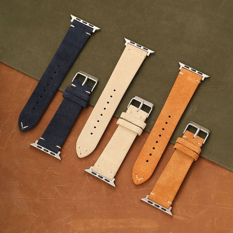 سوار ساعة ذكي من الجلد البيج لساعة Apple Watch Series 1 11 SE بمقاسات 38 و40 و41 و42 مم - Image 4