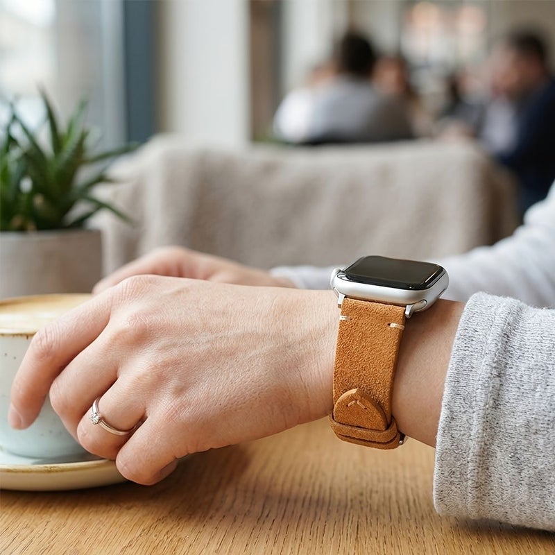 سوار ساعة ذكي من الجلد البيج لساعة Apple Watch Series 1 11 SE بمقاسات 38 و40 و41 و42 مم - Image 5