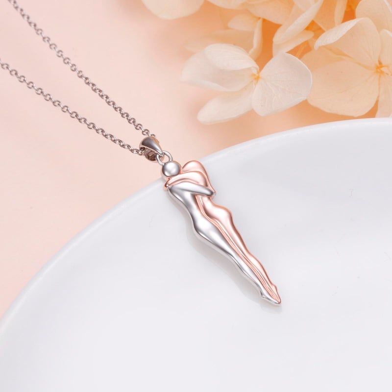 FLYOW Hug Couple Necklace S925 Sterling Silver Hugging Necklace Beloved Jewelry for Him and Her,Girlfriend Lover Valentines day Gift Rose Gold - Image 3