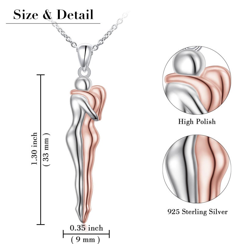 FLYOW Hug Couple Necklace S925 Sterling Silver Hugging Necklace Beloved Jewelry for Him and Her,Girlfriend Lover Valentines day Gift Rose Gold - Image 5