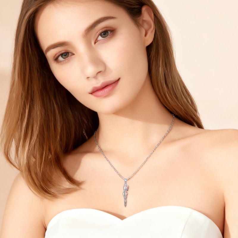 FLYOW Hug Couple Necklace S925 Sterling Silver Hugging Necklace Beloved Jewelry for Him and Her,Girlfriend Lover Valentines day Gift Rose Gold - Image 4