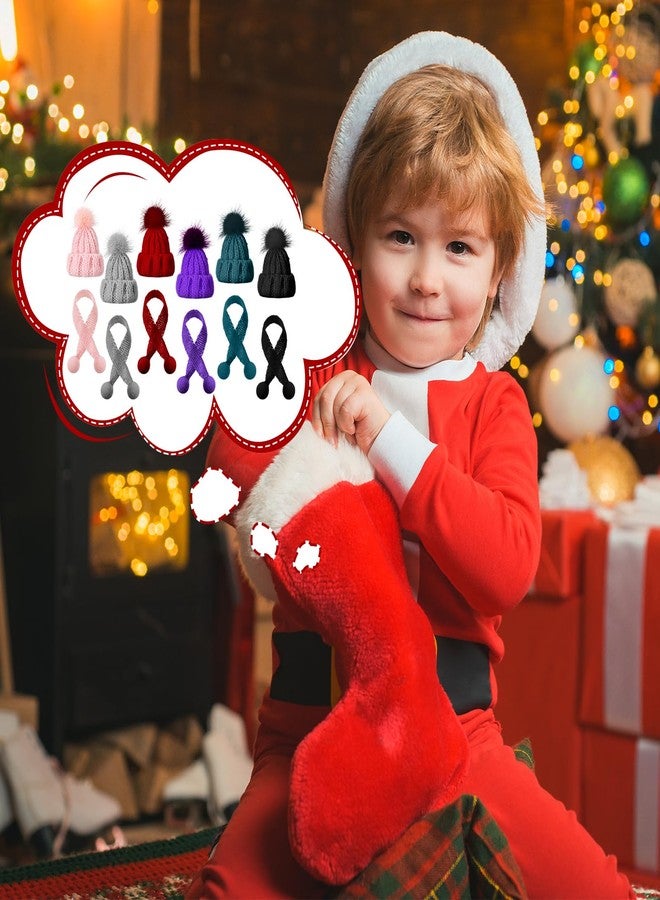 Bencailor 24 Pcs Mini Christmas Knitting Hats and Mini Christmas Scarf Set Knitting Doll Hat Scarf Santa Knit Hat Tree Ornaments for DIY Craft Art Doll Decoration (Multicolor) - Image 4