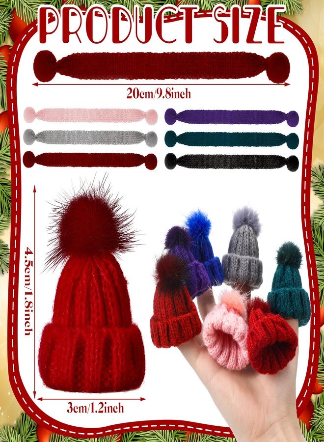 Bencailor 24 Pcs Mini Christmas Knitting Hats and Mini Christmas Scarf Set Knitting Doll Hat Scarf Santa Knit Hat Tree Ornaments for DIY Craft Art Doll Decoration (Multicolor) - Image 3