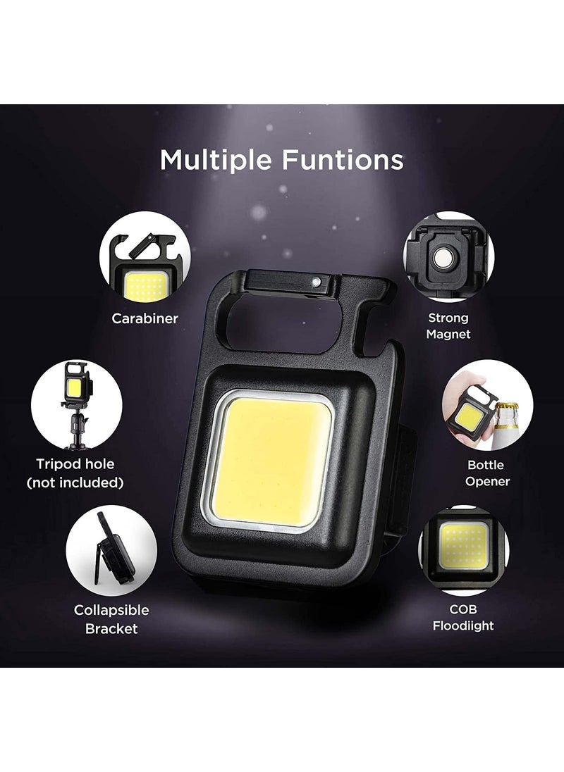 TECH LOGO ELECTRONICS TECH LOGO ELECTRONICS Best COB Small Flashlight Keychain Work Light USB Rechargeable Mini LED Handheld Flashlight 4 Light Modes Portable Pocket Light for Gift Camping Emergency Fishing  - Image 2