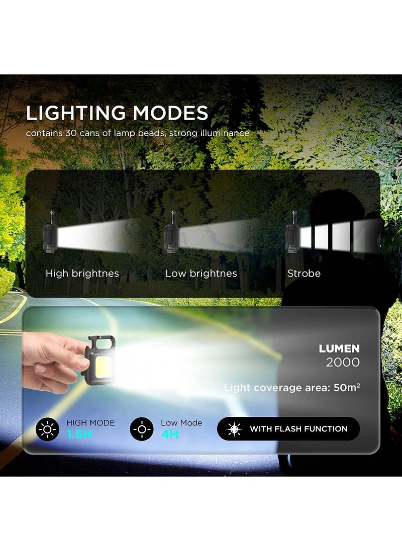 TECH LOGO ELECTRONICS TECH LOGO ELECTRONICS Best COB Small Flashlight Keychain Work Light USB Rechargeable Mini LED Handheld Flashlight 4 Light Modes Portable Pocket Light for Gift Camping Emergency Fishing  - Image 4
