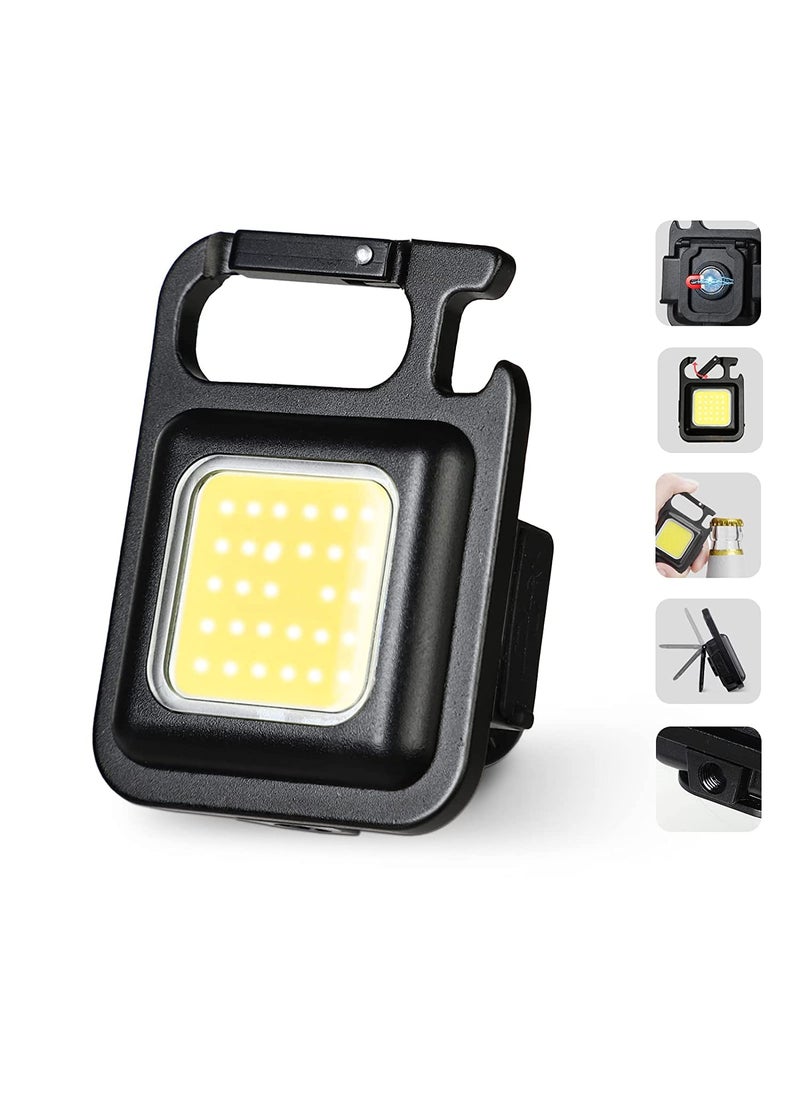 TECH LOGO ELECTRONICS TECH LOGO ELECTRONICS Best COB Small Flashlight Keychain Work Light USB Rechargeable Mini LED Handheld Flashlight 4 Light Modes Portable Pocket Light for Gift Camping Emergency Fishing  - Image 1