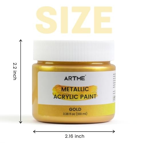 ARTME Acrylic Paint Metallic Gold, 100ml Gold Leaf Paint for Art Painting, Hand-crafts, Non-Toxic, Non-Fading Gold Paints Ideal for Canvas, Wood, Fabric, Ceramic, Stone Craft Supplies - Image 3