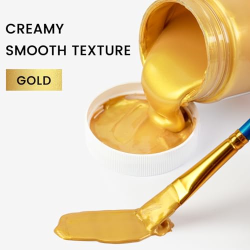 ARTME Acrylic Paint Metallic Gold, 100ml Gold Leaf Paint for Art Painting, Hand-crafts, Non-Toxic, Non-Fading Gold Paints Ideal for Canvas, Wood, Fabric, Ceramic, Stone Craft Supplies - Image 4