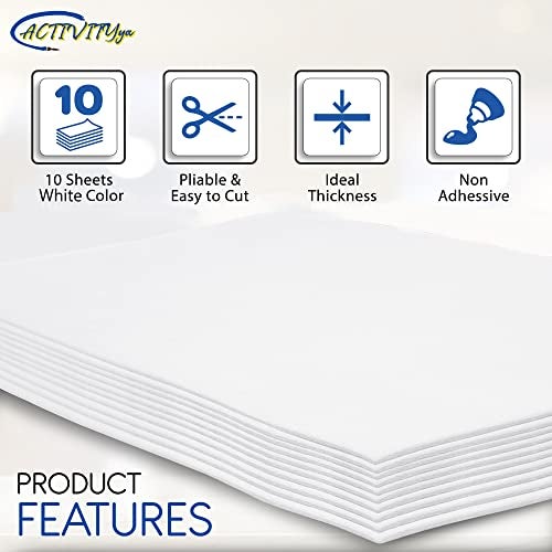 ACTIVITYYA White EVA Foam Sheets, 9 x 12 Inch, 2mm Thick Handicraft Foam Paper for Arts and Crafts, by ACTIVITYya - 10 Sheets - Image 4