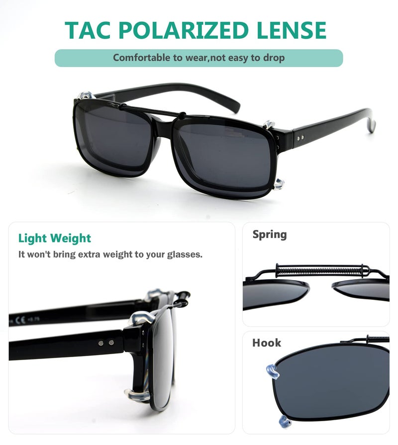 Eyekepper Wide Lens 3-pack Clip-on Polarized Sunglasses 57 * 39MM - Image 4