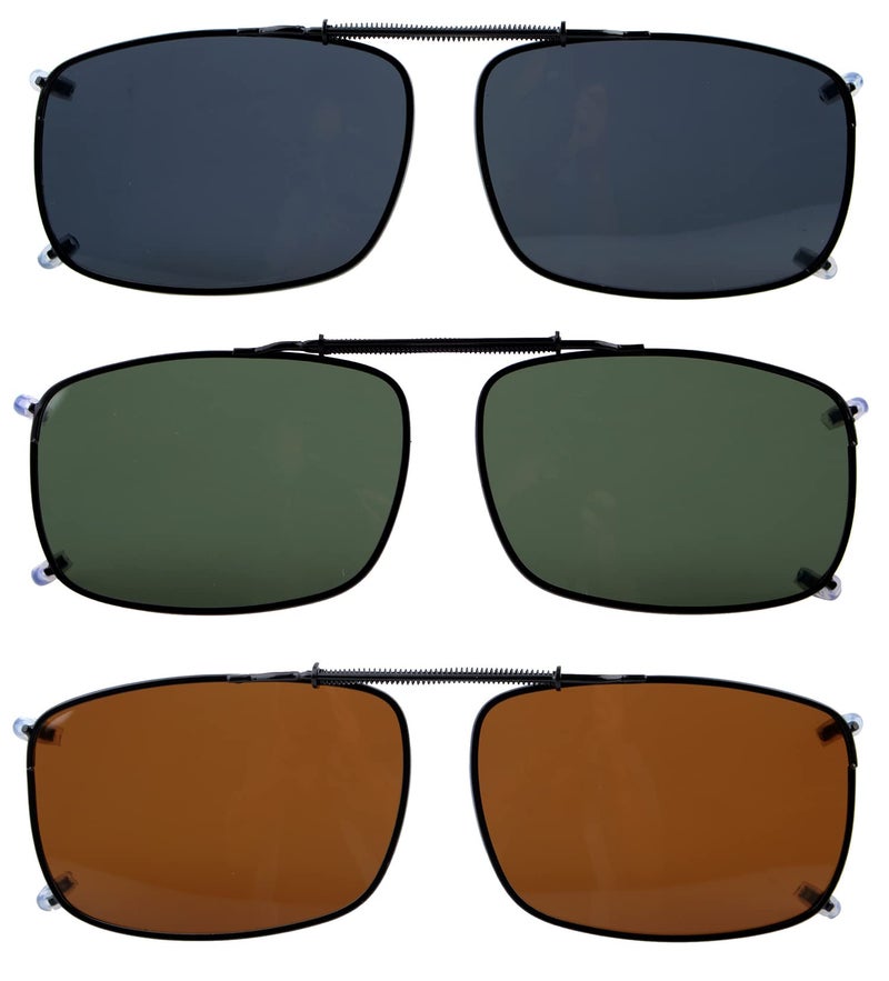 Eyekepper Wide Lens 3-pack Clip-on Polarized Sunglasses 57 * 39MM - Image 1