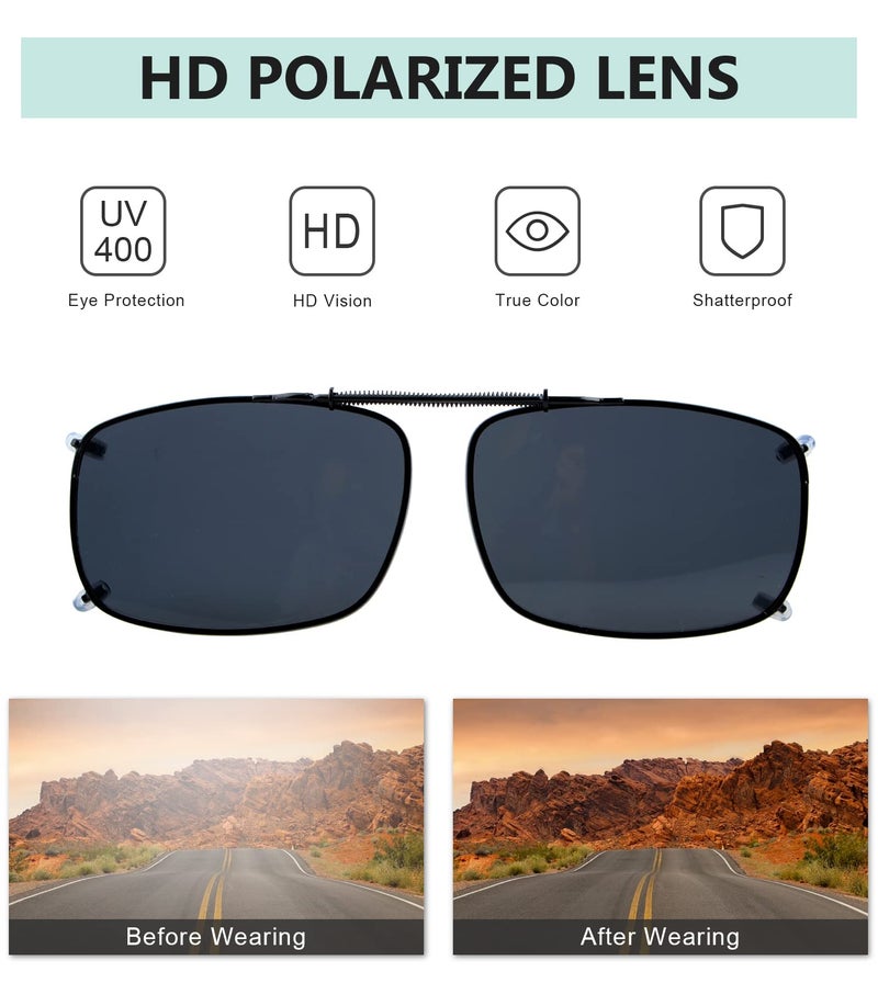 Eyekepper Wide Lens 3-pack Clip-on Polarized Sunglasses 57 * 39MM - Image 5