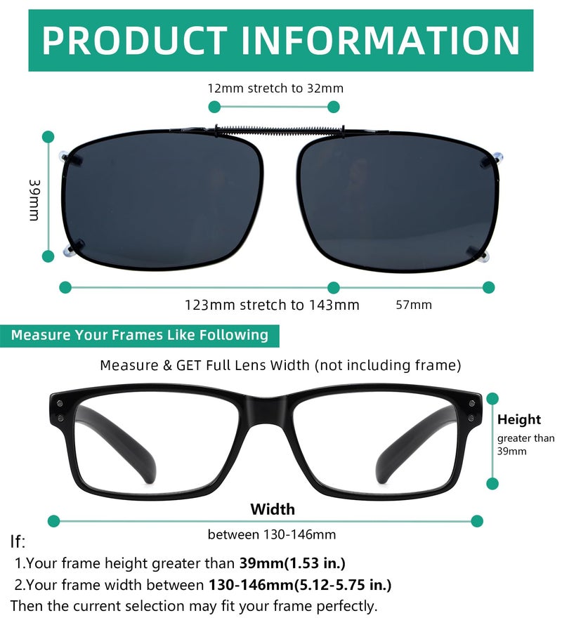 Eyekepper Wide Lens 3-pack Clip-on Polarized Sunglasses 57 * 39MM - Image 3