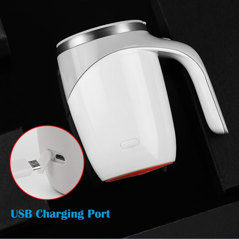 daasigwaa Self Stirring Mug - Rechargeable Automatic Magnetic Electric Coffee Mug, Rotating Cute Mixing Cup Tasse, To Stir Office/Kitchen/Travel/Home Coffee/Tea/Hot Chocolate/Milk-450 ml/15.2 oz(White) - Image 4