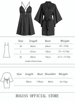 roaiss 2 Piece Nightgown Set Women's Sweet Halter Nightdress Lace Lingerie Sleepwear Home Dress Set Romantic Elegant Pajamas Ladies Spring Autumn Robe Loungewear  - Image 4