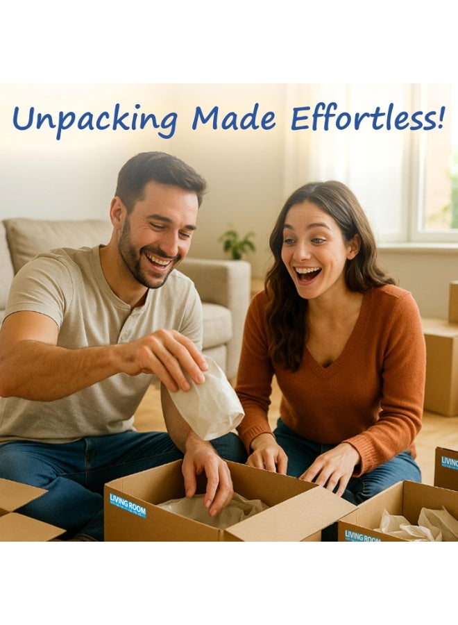 250 ملصق نقل للمنزل لغرفة نوم واحدة - 50 ملصق لكل غرفة، 5 لفات بألوان مختلفة - يشمل ملصق "خوازيق" - للصناديق والمواد والخزانة - Image 5