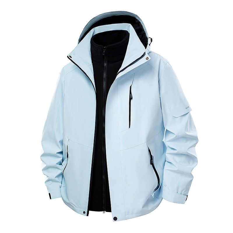 Men''s and women''s jacket fleece-lined thickened two-piece three-in-one waterproof breathable mountaineering ski suit printable LOG - Image 1