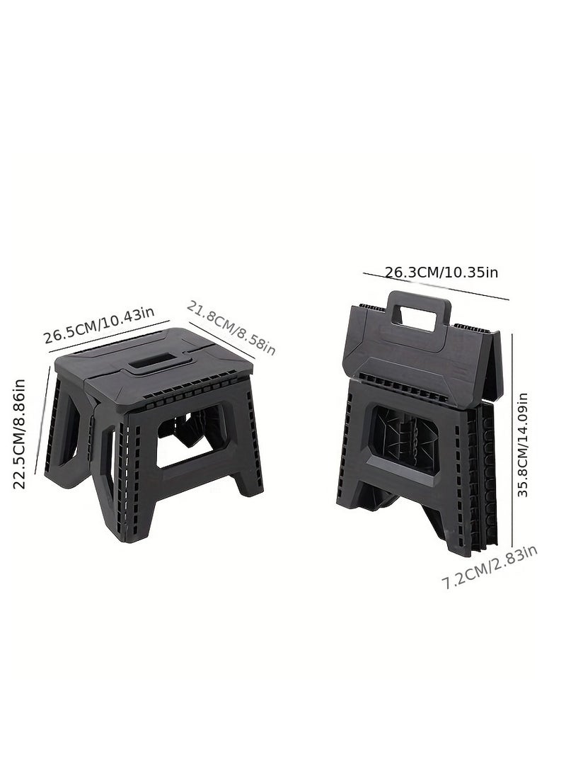 Generic A Sturdy and Durable Thickened Portable Folding Stool with Handle - 1 Square Plastic Foldable Stool for Indoor, Party, Picnic, Fishing | Durable PP material, supports adult weight up to 330 lbs, no  - Image 2