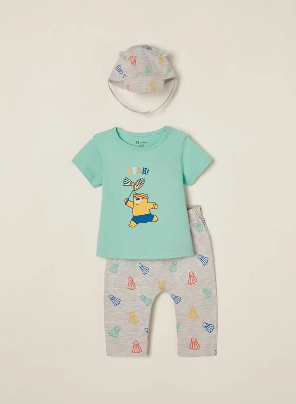 Zippy 3-Piece Set for Newborn Baby Boys 'Yeah', Grey/Aqua Green
