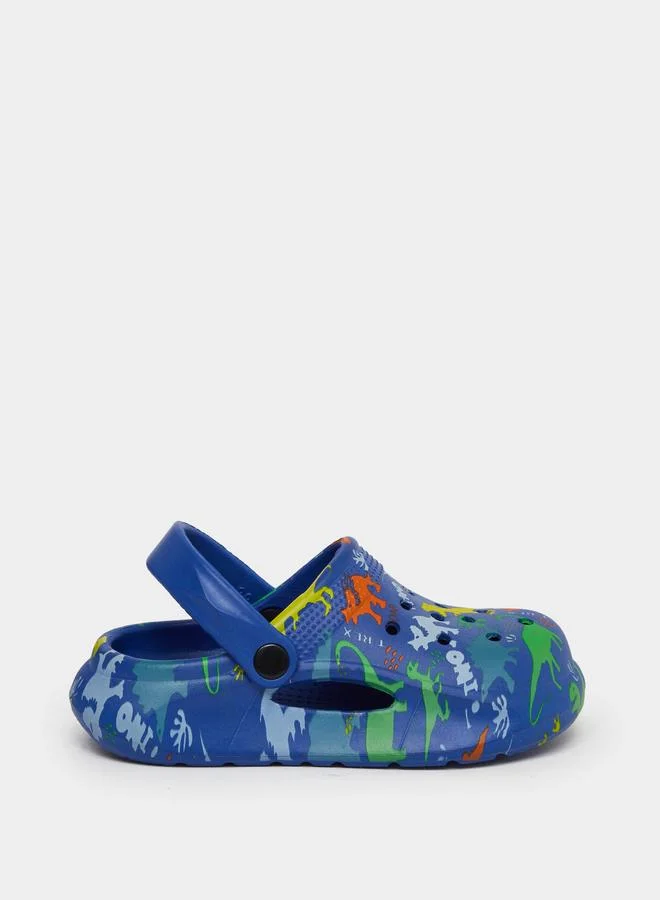 تايك تو Take Two Boys Graphic Print Heel Strap Clogs