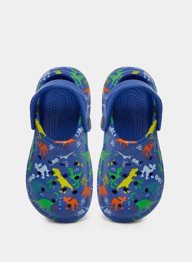 تايك تو Take Two Boys Graphic Print Heel Strap Clogs