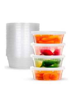 Premify 24Pcs Deli Food Containers With Lids - 250ml (8oz) Disposable Meal Prep Leak Proof Plastic Storage Cups, Reusable Pots For Takeaway Food, BPA-Free, Dishwasher, Microwave Safe  - Image 1