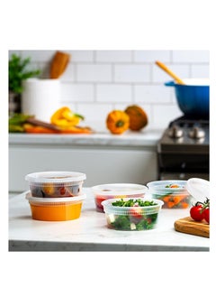 Premify 24Pcs Deli Food Containers With Lids - 250ml (8oz) Disposable Meal Prep Leak Proof Plastic Storage Cups, Reusable Pots For Takeaway Food, BPA-Free, Dishwasher, Microwave Safe  - Image 3