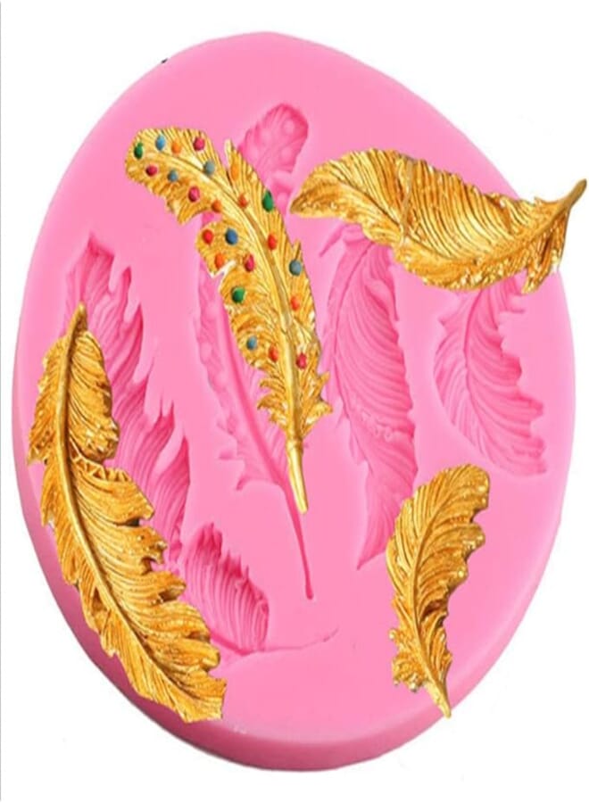 FOUR-C Fondant Molds - Feather Silicone Chocolate Molds for DIY Cake Decorating & Sugarcraft Baking Tool Accessories