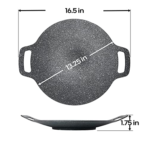 Saltlas Korean Style BBQ Grill Pan for Stove Top, Camping and IH, 13" Round Griddle With Double Bottom, Non-stick Coating Frying Pan - Image 3
