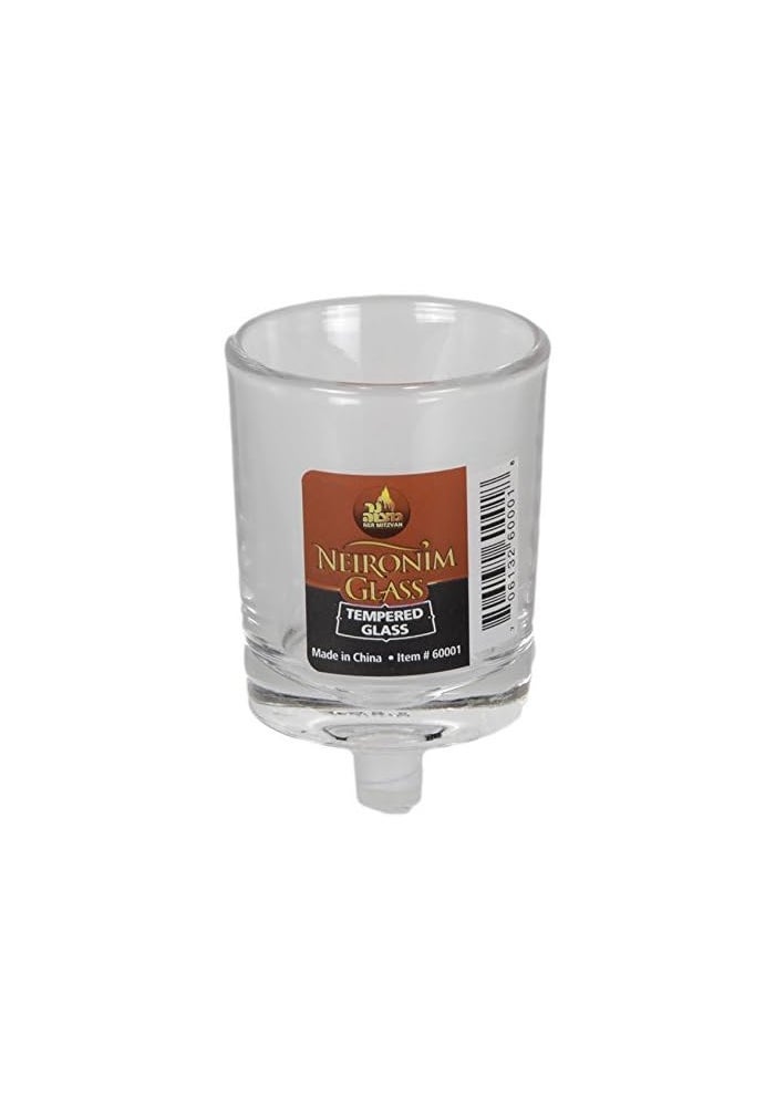 Ner Mitzvah Neironim Glass Shabbos Candle Holders with Unscented Wax Candles - 2 Pack - Image 2