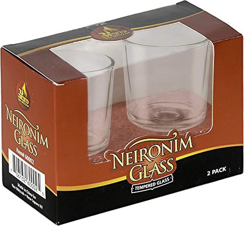 Ner Mitzvah Neironim Glass Shabbos Candle Holders with Unscented Wax Candles - 2 Pack - Image 1