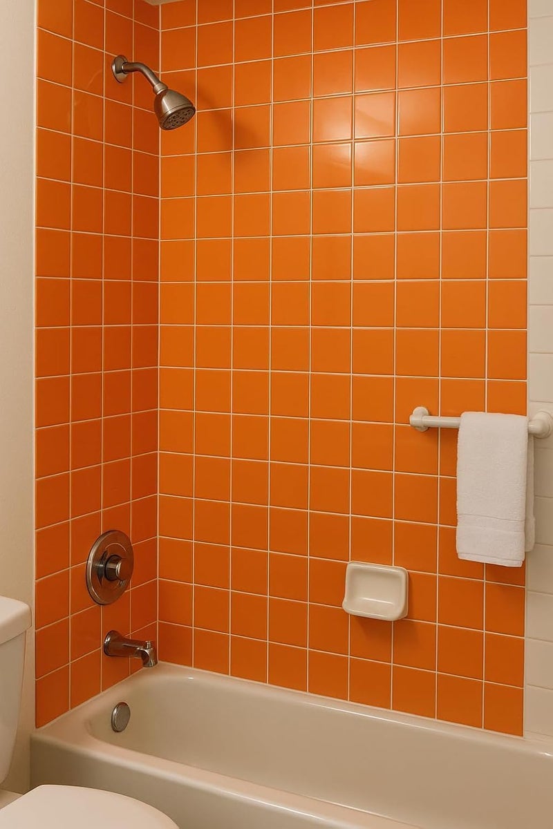 Tenedos 4 in Ceramic Tile Gloss 4 1/4" Box of 10 Pieces for Bathroom Wall and Kitchen Backsplash by – Glossy Finish, Classic Look (Orange) - Image 5