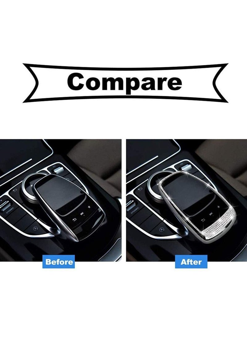 Y&D Center Control Multimedia Button Bling Crystal Emblem Cover for Mercedes Benz C Class C300 E E300, Shiny Interior Decoration Accessories Sticker  - Image 2