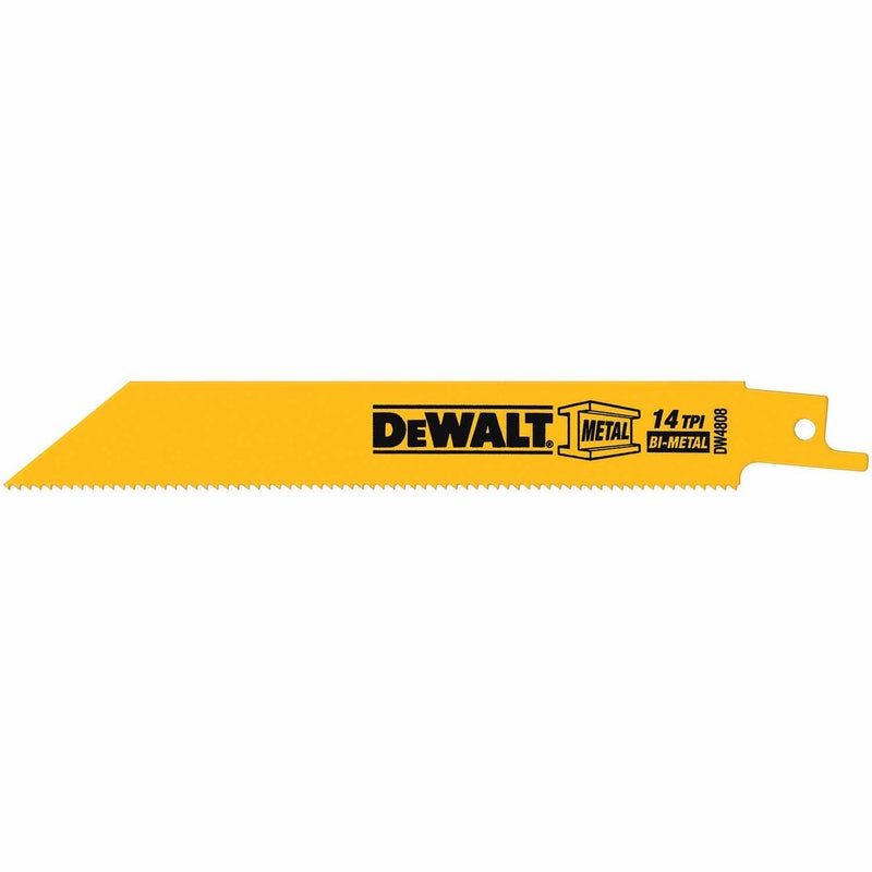 DEWALT Reciprocating Saw Blades Straight Back 6Inch 14 TPI 5Pack DW4808