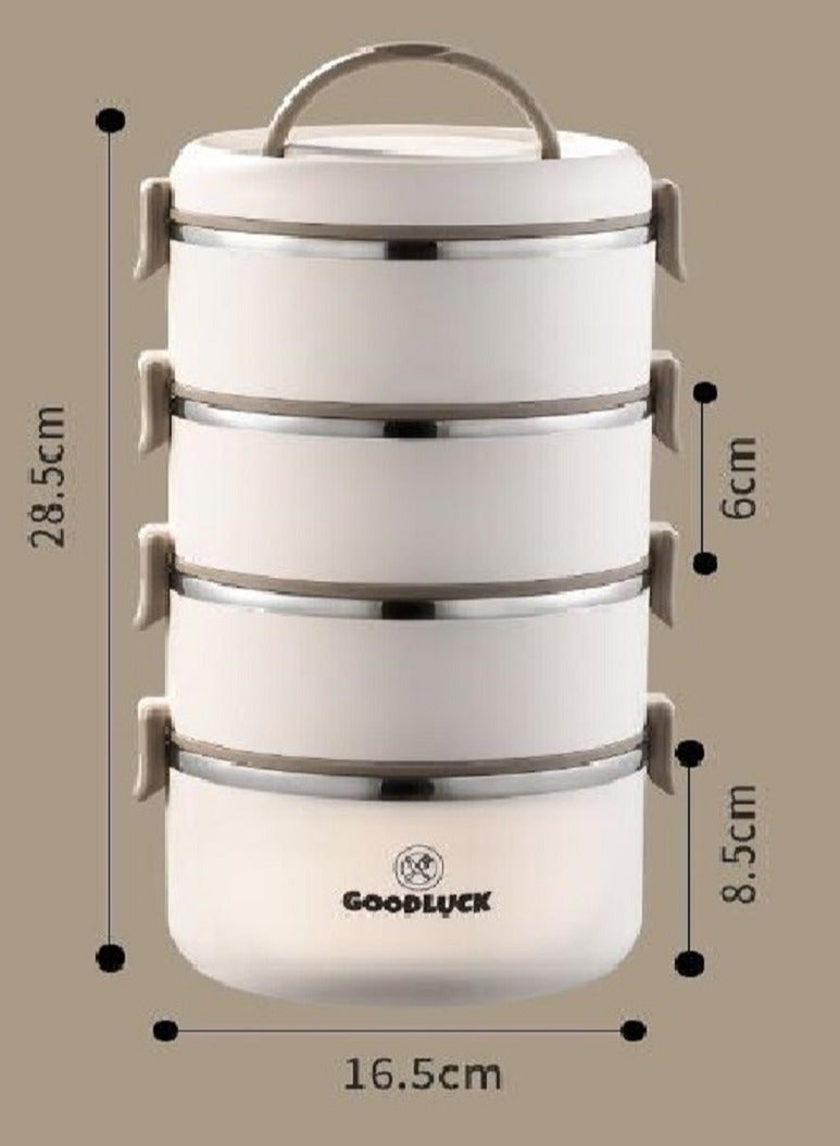 McDou Bento Box Adult Lunch Box, Stackable Lunch Box Containers for Adults, Leak-Proof Lunchbox for Dining Out, Work, Picnic - BPA-Free, Microwave/Food-Safe Materials, 4 Storey Beige - Image 3