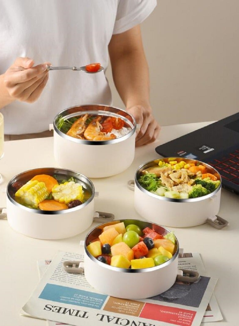 McDou Bento Box Adult Lunch Box, Stackable Lunch Box Containers for Adults, Leak-Proof Lunchbox for Dining Out, Work, Picnic - BPA-Free, Microwave/Food-Safe Materials, 4 Storey Beige - Image 4