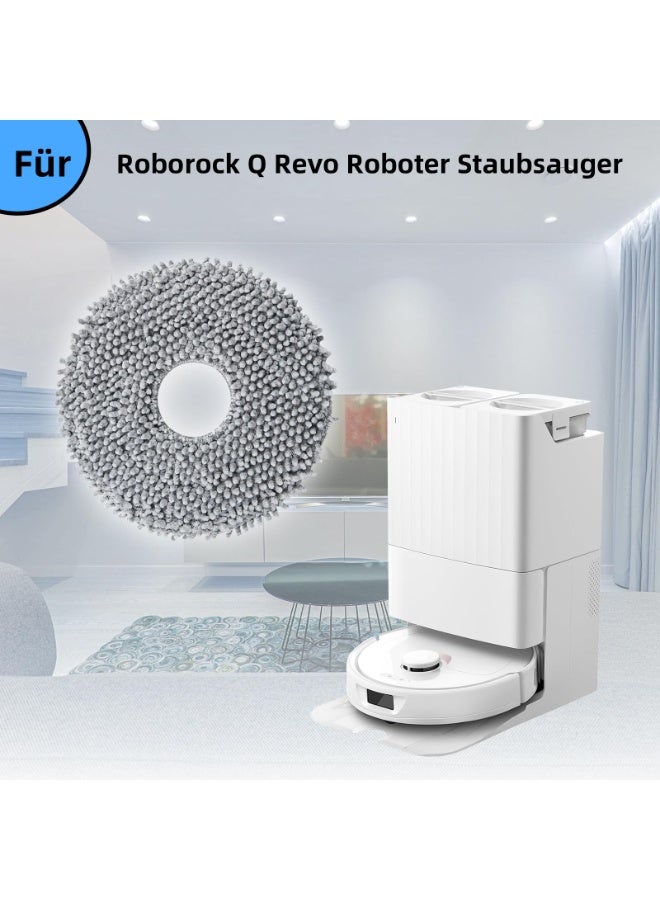 عبوة مكونة من 8 مناديل قطع غيار لاستبدال أجزاء مكنسة روبوت Roborock Saros 10R / Q Revo / Qrevo MaxV / Qrevo Master / Qrevo Slim / Qrevo Pro / Qrevo S / Qrevo Curve، مجموعة ملحقات استبدال وسادات التنظيف الدورانية - Image 2