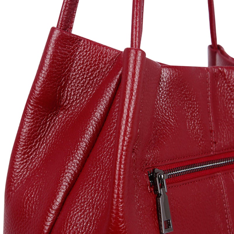 Iswee Soft Leather Tote Red Leather Handbags for Women Shoulder Bag Extra Large Purses Ladies Bag Hobo Handbags Satchel (Wine Lichee) - Image 5